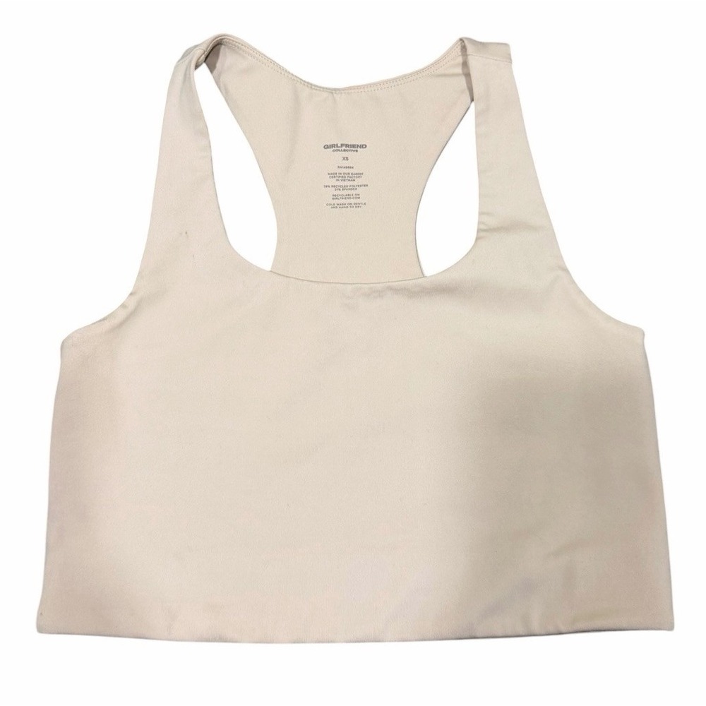 Girlfriend Collective Paloma Racerback Sports Bra Ivory Women's Size X-Small